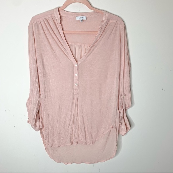Aritzia Babaton Women's Top Julien Blouse V-neck 3/4 length sleeve Pink Size XS - Picture 8 of 15